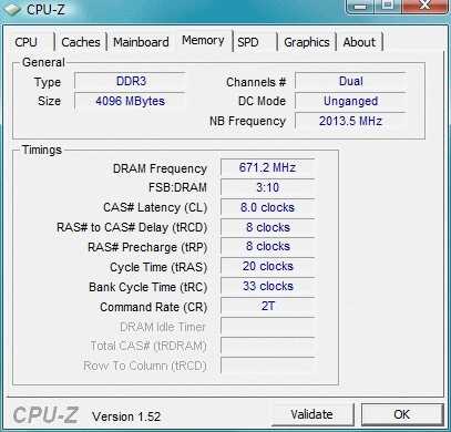 Характеристики ОЗП в програмі CPU-Z