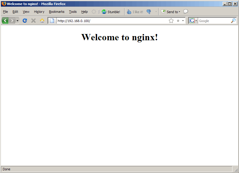 Стартовая страница nginx